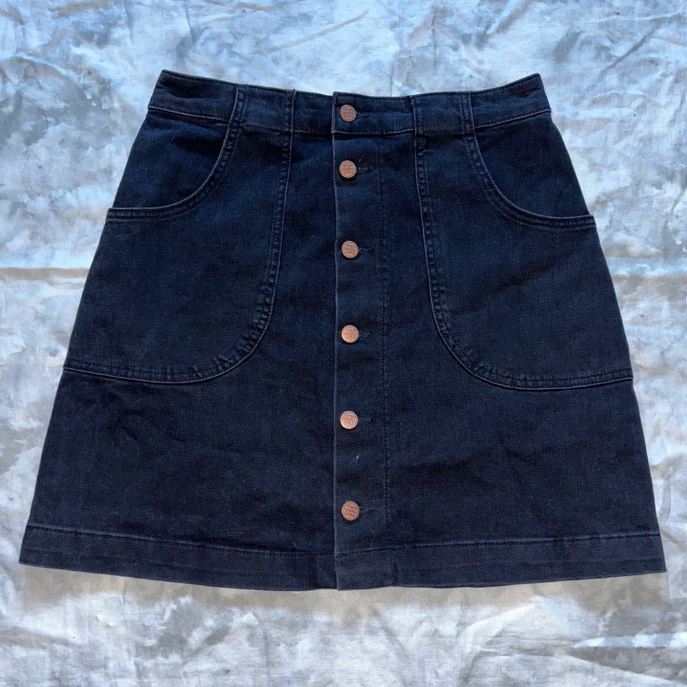 NWT Marine Layer Archive Black Emilia Denim Button Front Skirt